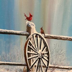 Two Cardinals on a fence
