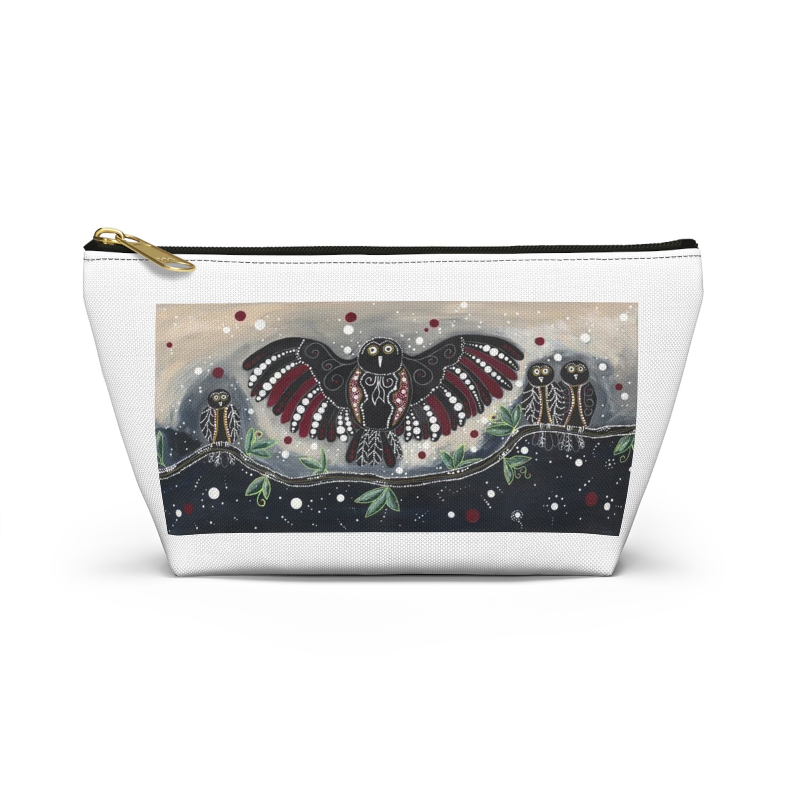 Dot Owls - Accessory Pouch w T-bottom