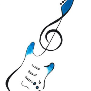 Guitar  Framed 17 3/4”x 13 3/4”