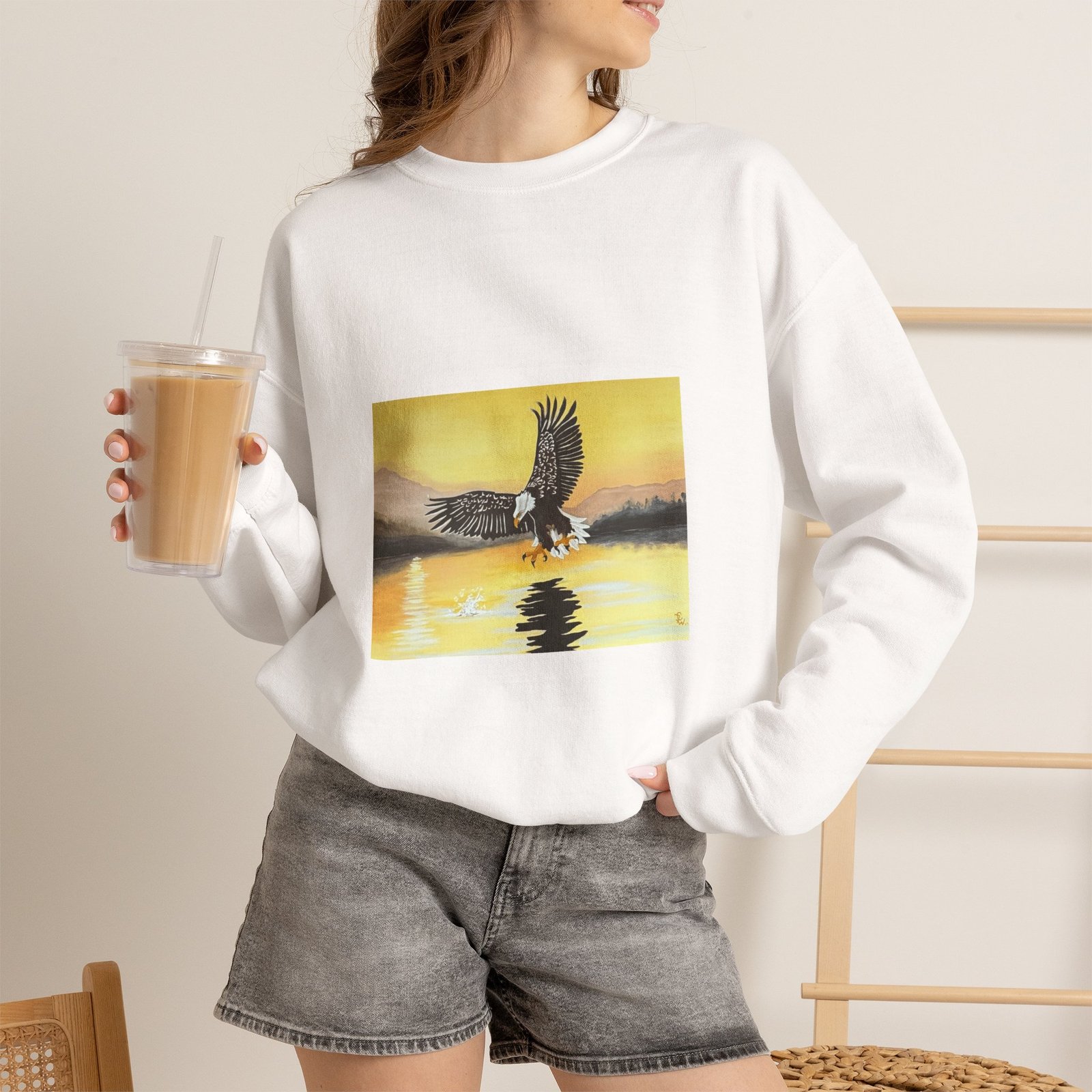 Eagle Fishing - Unisex Heavy Blend™ Crewneck Sweatshirt - Image 3